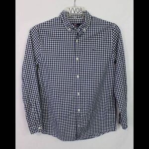Vineyard Vines Boys Blue Gingham Plaid Whale Shirt SZ XL LONG SLEEVE BUTTON Up